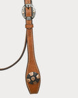 Hilason Western Horse Genuine Leather Headstall Bridle Engraved GS Concho Chestnut