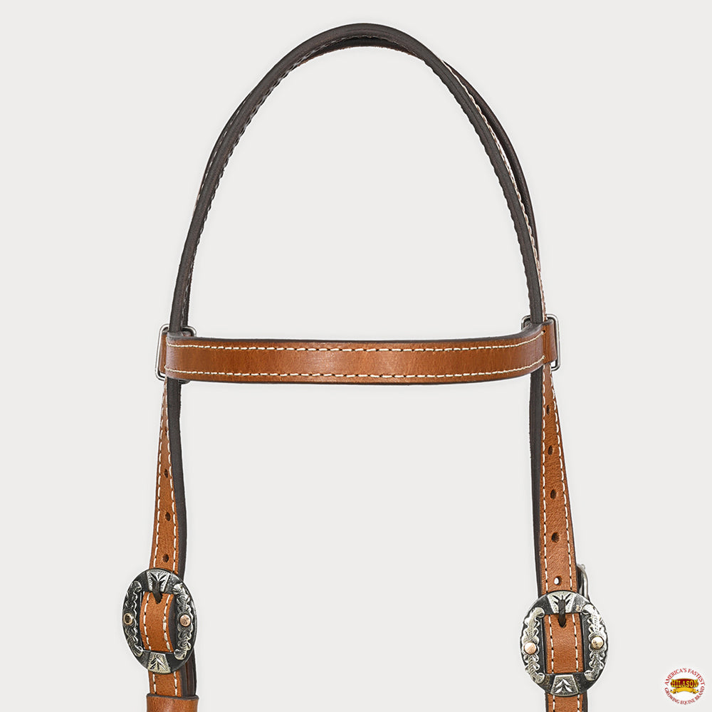 Hilason Western Horse Genuine Leather Headstall Bridle Engraved GS Concho Chestnut