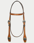 Hilason Western Horse Genuine Leather Headstall Bridle Engraved GS Concho Chestnut