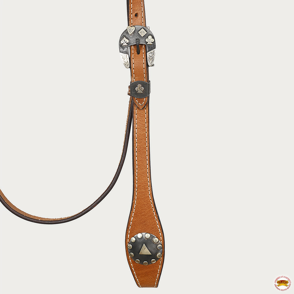 Hilason Western Horse Genuine Leather Headstall Bridle Engraved GS Concho Chestnut