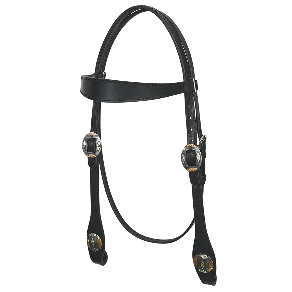 Hilason Western Horse Genuine Leather Headstall Bridle Engraved GS Concho Black