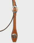 Hilason Western Horse Genuine Leather Headstall Bridle Engraved GS Concho Chestnut