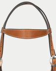 Hilason Western Horse Genuine Leather Headstall Bridle Engraved GS Concho Chestnut