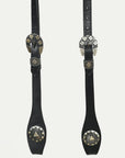 Hilason Horse Genuine Leather One Ear Headstall Bridle GS Concho Black