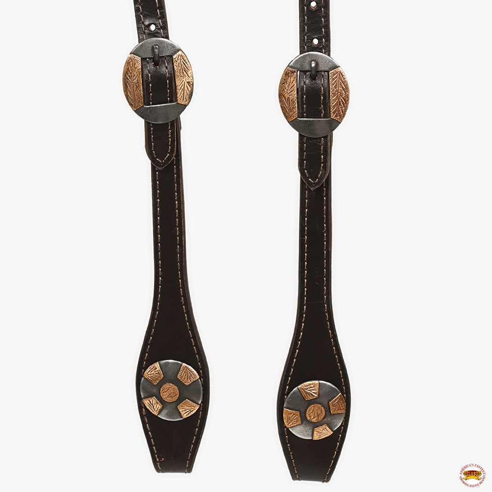 Hilason Western Horse Genuine Leather One Ear Headstall Bridle Engraved GS Concho Brown