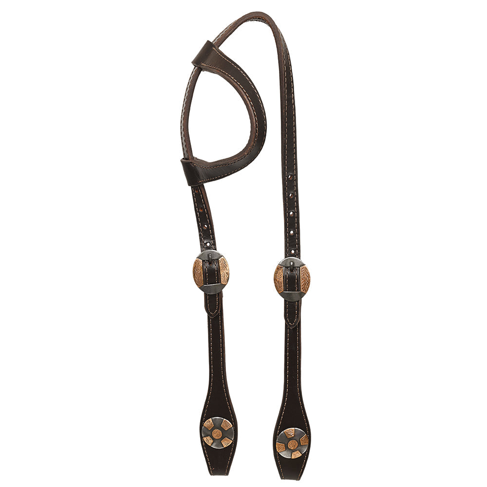 Hilason Western Horse Genuine Leather One Ear Headstall Bridle Engraved GS Concho Brown
