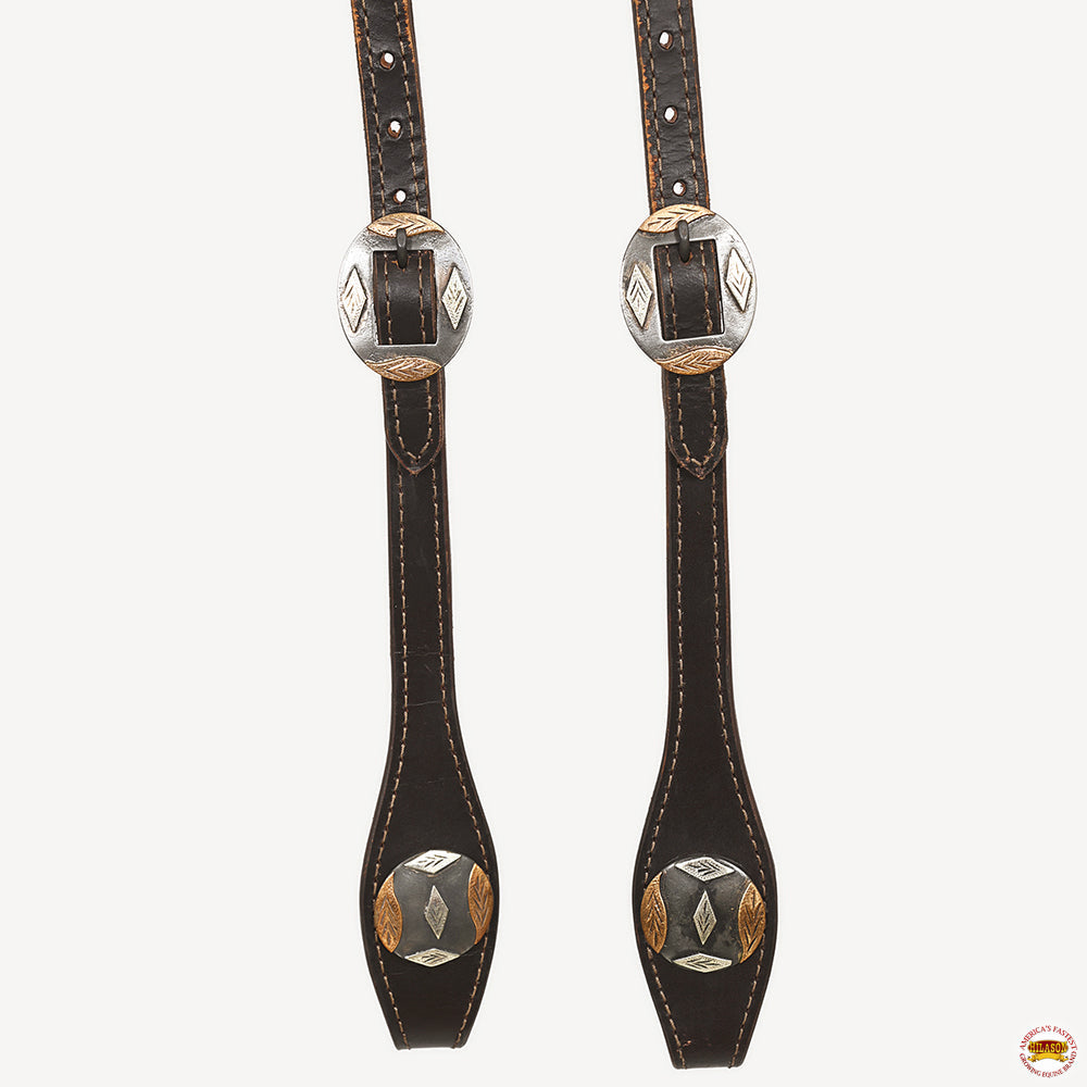 Hilason Western Horse Genuine Leather One Ear Headstall Bridle Engraved GS Concho Brown
