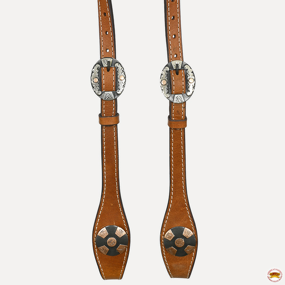 Hilason Western Horse Genuine Leather One Ear Headstall Bridle Engraved GS Concho Chestnut