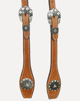 Hilason Western Horse Genuine Leather One Ear Headstall Bridle Engraved GS Concho Chestnut