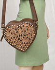 American Darling Adbga430A Canteen Hand Tooled Genuine Leather Women Bag Western Handbag Purse