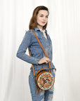 American Darling ADBG1457 Cross Body Hand Tooled Genuine Leather women bag western handbag purse