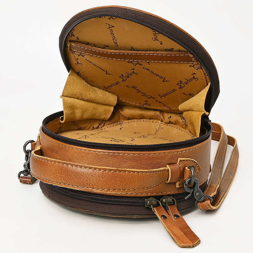 American Darling ADBG1458 Canteen Hand Tooled Hair On Genuine Leather women bag western handbag purse