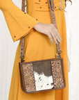 American Darling ADBG1460 Cross Body Hand Tooled Hair On Genuine Leather women bag western handbag purse