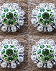 Western Screw Back Concho Green Berry Crystals Headstall Cowgirl 1 In