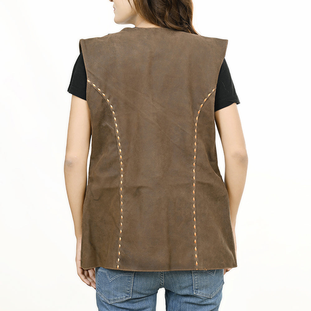 American Darling Genuine Vintage leather Hand tooled hand carved Women Blazer shirt jacket dress ladies girl