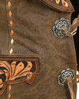 American Darling Genuine Vintage leather Hand tooled hand carved Women Blazer shirt jacket dress ladies girl