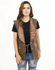 American Darling Genuine Vintage leather Hand tooled hand carved Women Blazer shirt jacket dress ladies girl