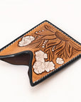 American Darling Floral Women & Men Hand Carved Genuine Leather Card Holder