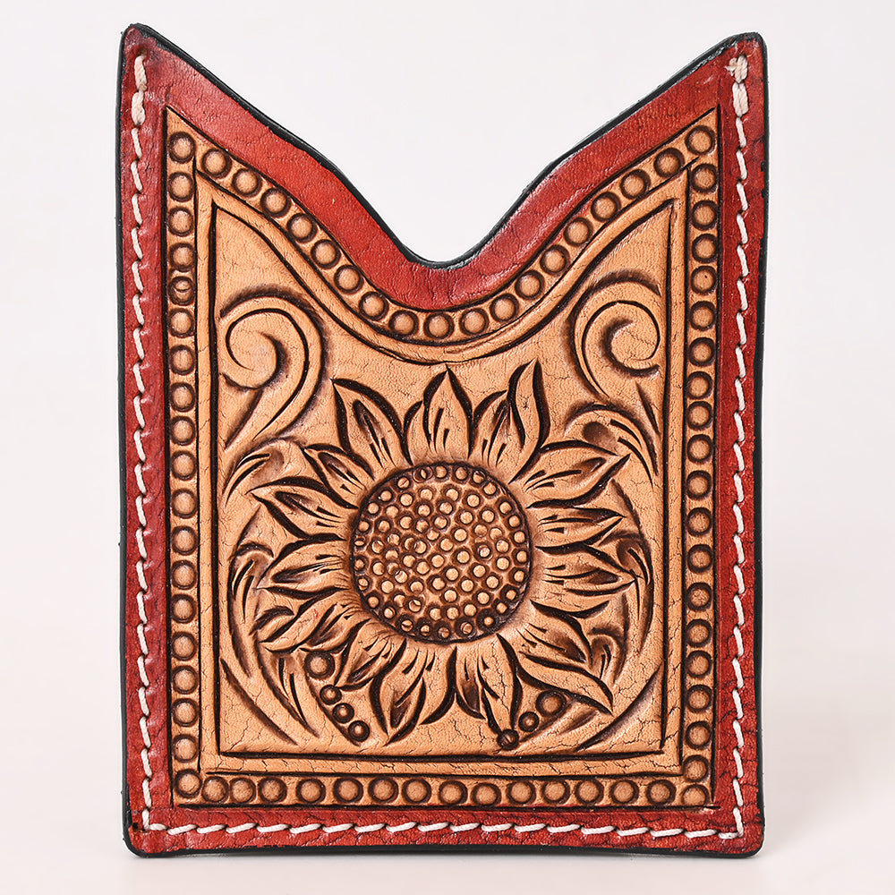 American Darling Floral Women &amp; Men Hand Carved Genuine Leather Card Holder