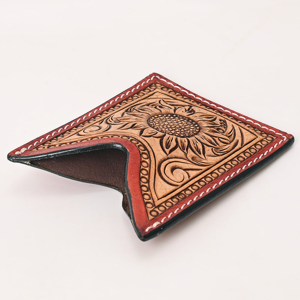 American Darling Floral Women &amp; Men Hand Carved Genuine Leather Card Holder