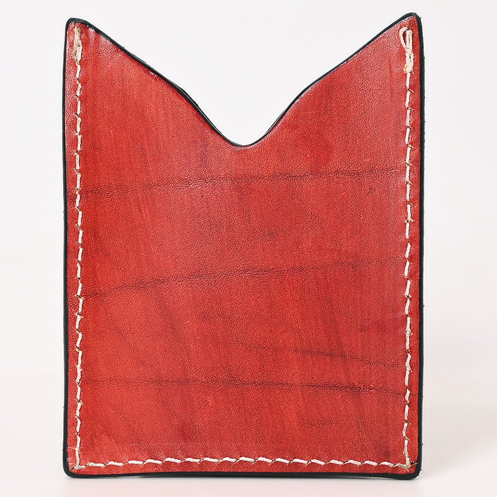 American Darling Floral Women &amp; Men Hand Carved Genuine Leather Card Holder