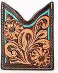 American Darling Floral Women & Men Hand Carved Genuine Leather Card Holder