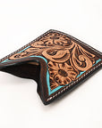 American Darling Floral Women & Men Hand Carved Genuine Leather Card Holder