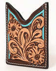 American Darling Floral Women & Men Hand Carved Genuine Leather Card Holder