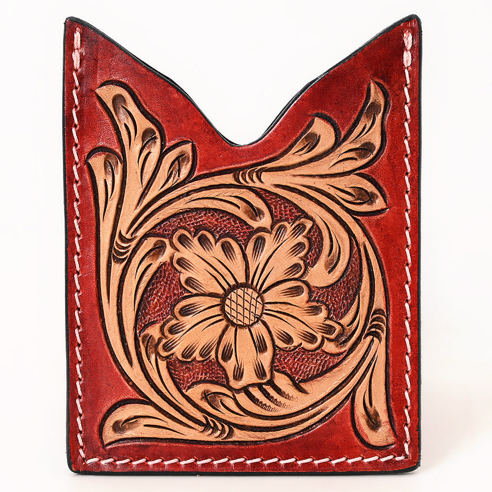 American Darling Floral Women &amp; Men Hand Carved Genuine Leather Card Holder