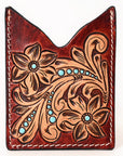 American Darling Floral Women & Men Hand Carved Genuine Leather Card Holder