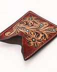 American Darling Floral Women & Men Hand Carved Genuine Leather Card Holder