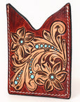American Darling Floral Women & Men Hand Carved Genuine Leather Card Holder