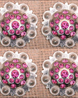 Western Screw Back Concho Fuchsia Berry Crystals Headstall Cowgirl 1.5 In