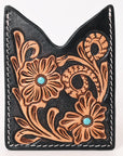 American Darling Floral Women & Men Hand Carved Genuine Leather Card Holder