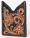 American Darling Floral Women & Men Hand Carved Genuine Leather Card Holder