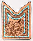 American Darling Floral Women & Men Hand Carved Genuine Leather Card Holder