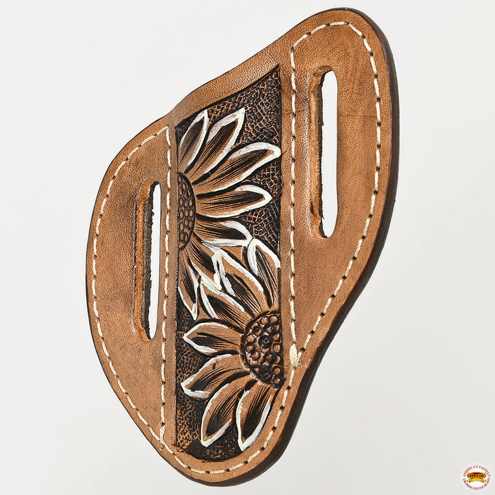 Hilason Leather Angled Knife Scabbard Sheath Cover Floral Tooled