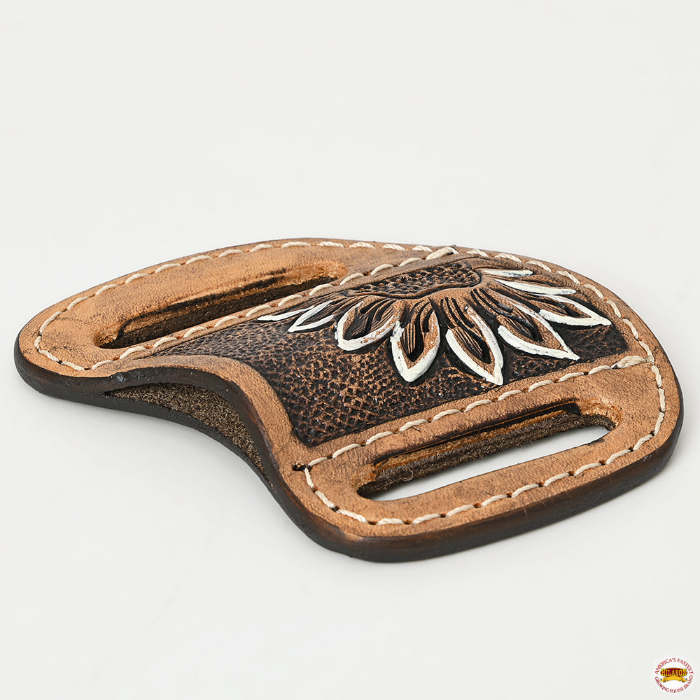 Hilason Leather Angled Knife Scabbard Sheath Cover Floral Tooled