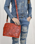 American Darling Cross Body Hand Tooled Genuine Leather women bag western handbag purse