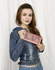 American Darling Wallet Hand Tooled Genuine Leather Women Bag Western Handbag Purse