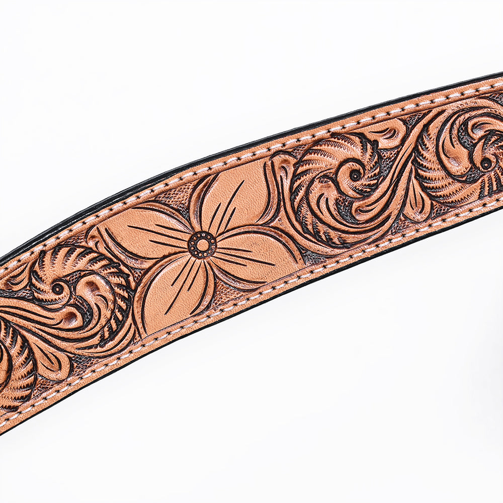 Bar H Equine Western Horse Genuine Leather Floral Carved Tack Set Tan