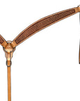 Bar H Equine Horse Genuine Leather Basket Weave Tooled Tack Set Brown