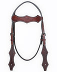 Bar H Equine Western Leather Horse Tack Set Basket Weave Tooled Dark Brown