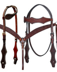 Bar H Equine Western Leather Horse Tack Set Basket Weave Tooled Dark Brown