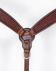 Bar H Equine Western Leather Horse Tack Set Basket Weave Tooled Dark Brown