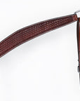 Bar H Equine Western Leather Horse Tack Set Basket Weave Tooled Dark Brown