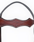 Bar H Equine Western Leather Horse Tack Set Basket Weave Tooled Dark Brown
