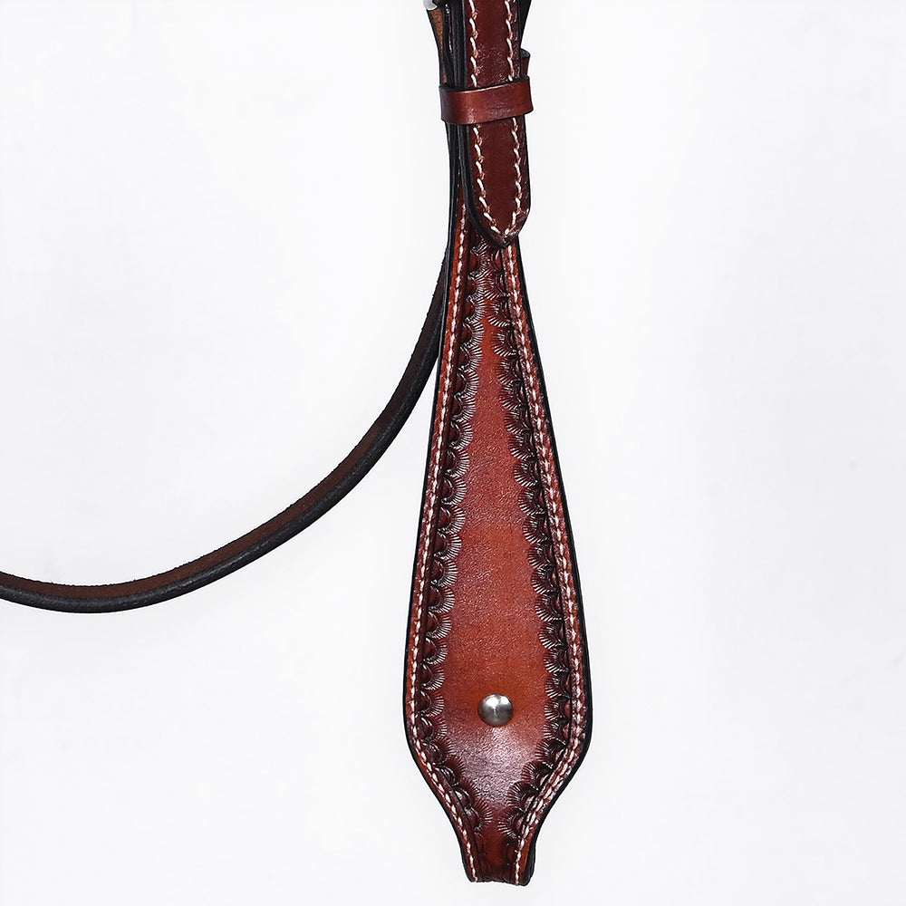 Bar H Equine Western Leather Headstall &amp; Breast Collar Dark Brown
