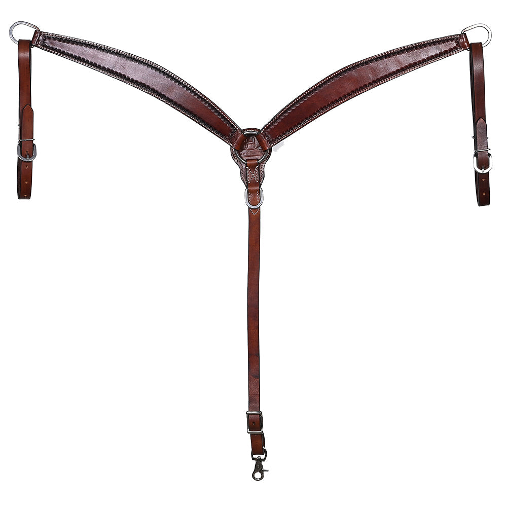 Bar H Equine Western Leather Headstall &amp; Breast Collar Dark Brown