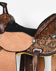 COMFYTACK Horse Barrel Racing American Leather Saddle Floral Dark Brown